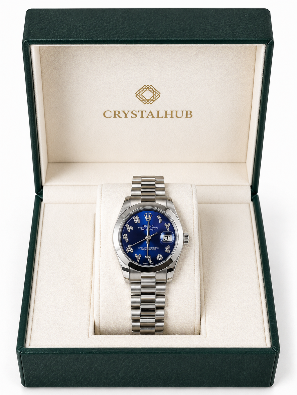 Rolex Date 26 Blue Dial Domed Bezel Steel Ladies Watch