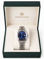 Rolex Date 26 Blue Dial Domed Bezel Steel Ladies Watch