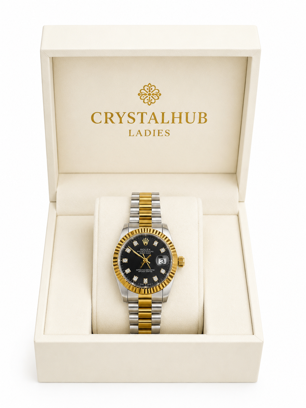 Rolex Date 26 Blue Dial Domed Bezel Steel Ladies Watch