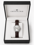 TOMI Analog Roman Numeral Leather Strap Watch