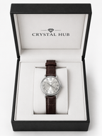 TOMI Analog Roman Numeral Leather Strap Watch